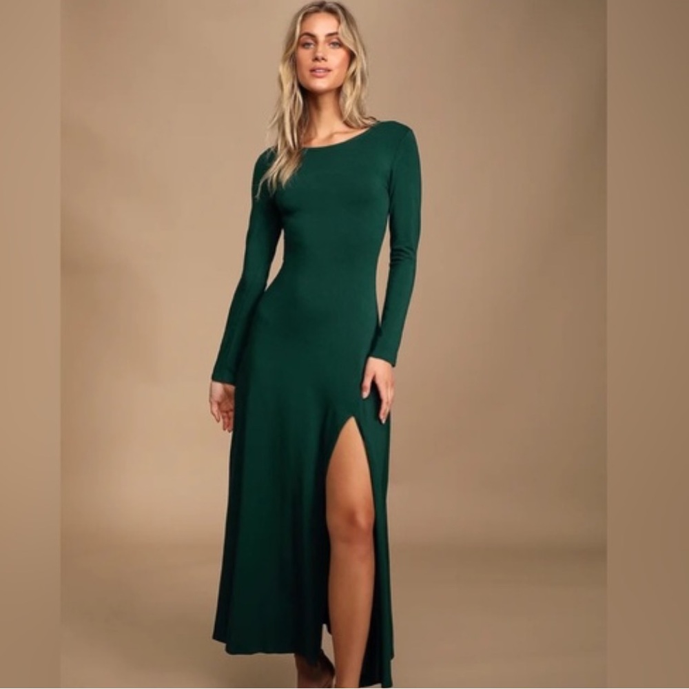 Lulu's Emerald Long Sleeve Maxi Dress